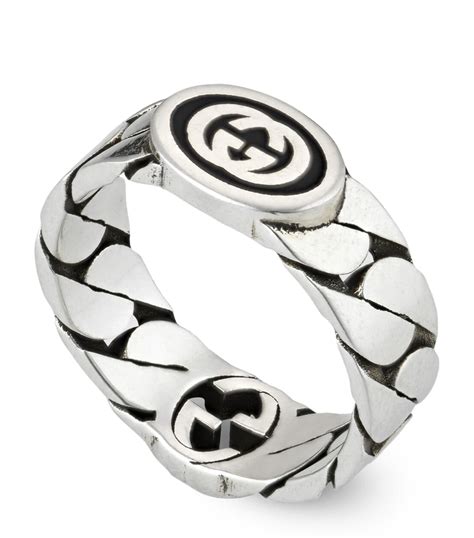 gucci sterling silver rings|interlocking g ring in silver.